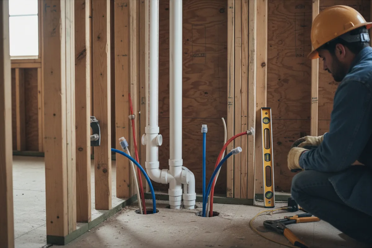 Drain and supply rough-in during Drain Cleaning in Templeton
