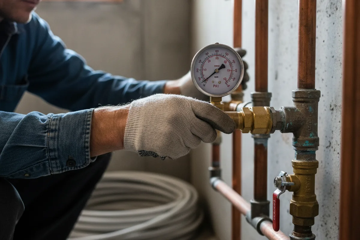 Pressure testing a repaired line during Water Line Repair in Templeton